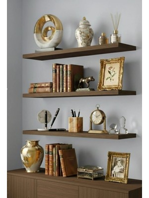 Freehome Premium Mdf Ürün Duvar Rafı 3'lü Set 60X15 cm Uçan Raf Modern Kitaplık Mutfak Banyo Rafı