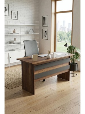 Robin Home Ofis Çalışma Masası Bilgisayar Masası Kahverengi-Gri