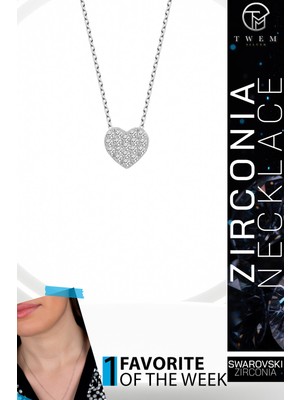 Swarovski Taşlı Gümüş Kalp Bayan Kolye