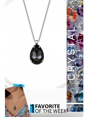 Swarovski Crystal Kadın Black Diamond Damla Gümüş Kolye