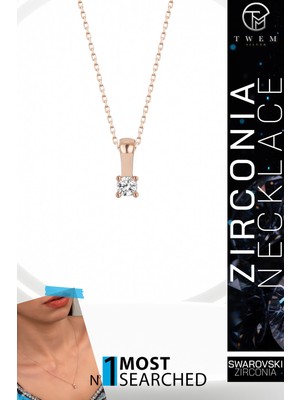 Swarovski Taşlı Gümüş Tektaş Bayan Kolye