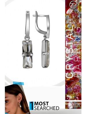 Swarovski Crystal Kadın Beyaz Baget Sallantılı Küpe