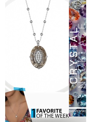 Swarovski Crystal Kadın Oval Gümüş Kolye