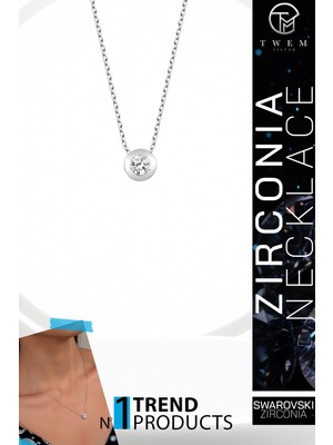 Swarovski Taşlı Gümüş Tektaş Kolye