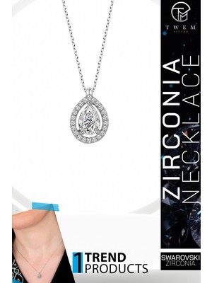 Swarovski Taşlı Gümüş Tektaş Bayan Kolye