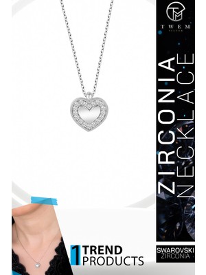Swarovski Taşlı Gümüş Kalp Kolye