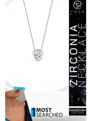 Swarovski Taşlı Gümüş Tektaş Kolye