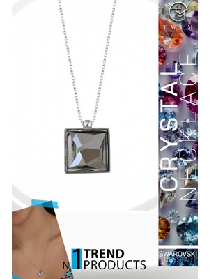 Swarovski Crystal Kadın Kare Gümüş Kolye