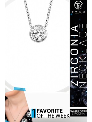 Swarovski Taşlı Gümüş Tektaş Bayan Kolye