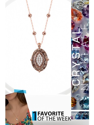 Swarovski Crystal Kadın Oval Rose Gümüş Kolye