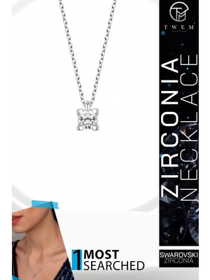 Swarovski Taşlı Gümüş Tektaş Kolye