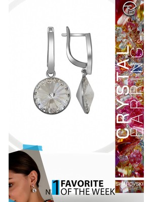 Swarovski Crystal Kadın Beyaz Sallantılı Gümüş Küpe