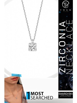 Swarovski Taşlı Gümüş Tektaş Bayan Kolye