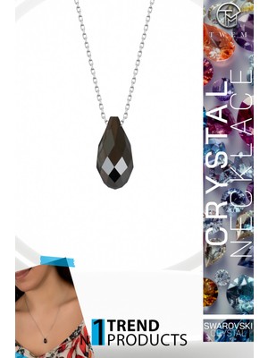 Swarovski Crystal Kadın Black Drop Gümüş Kolye