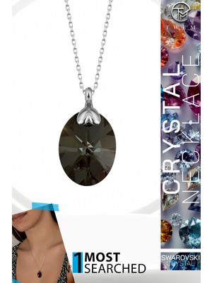 Swarovski Crystal Kadın Green Oval Gümüş Kolye