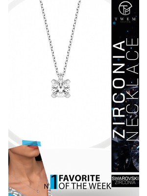 Swarovski Taşlı Gümüş Tektaş Bayan Kolye