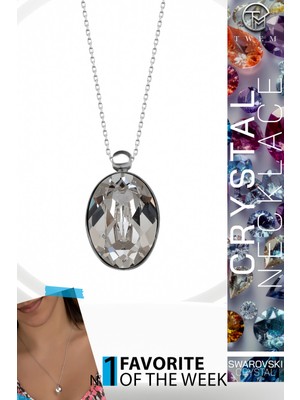 Swarovski Crystal Kadın Oval Gümüş Kolye