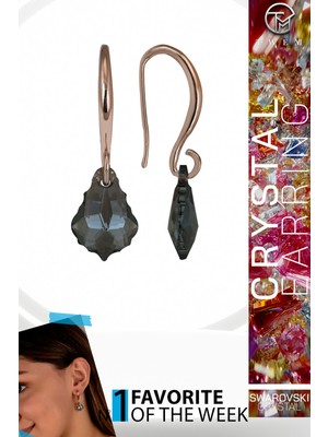 Swarovski Crystal Kadın Yeşil Çam Gümüş Küpe