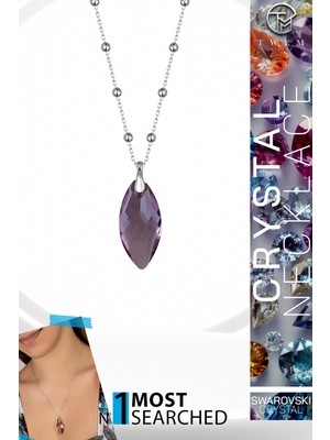 Swarovski Crystal Kadın Ametist Mekik Gümüş Kolye