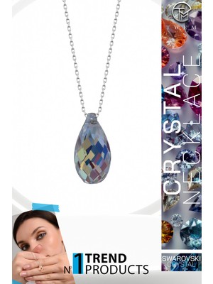 Swarovski Crystal Kadın Parlak Drop Gümüş Kolye