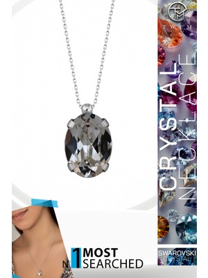 Swarovski Crystal Kadın Oval Tırnaklı Gümüş Kolye
