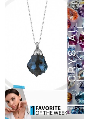 Swarovski Crystal Kadın Green Çam Gümüş Kolye