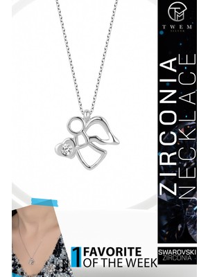 Swarovski Taşlı Gümüş Melek Kadın Kolye