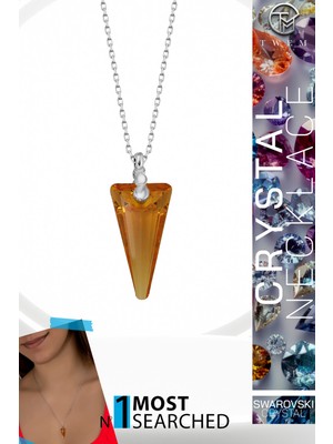 Swarovski Crystal Kadın Topaz Üçgen Gümüş Kolye