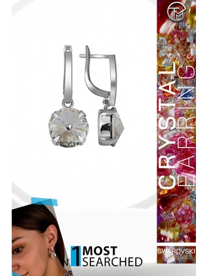 Swarovski Crystal Kadın Beyaz Kadın Gümüş Küpe