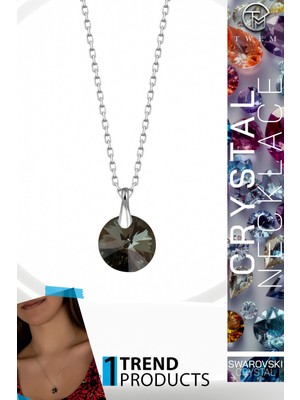 Swarovski Crystal Kadın Iris Green Yuvarlak Gümüş Kolye