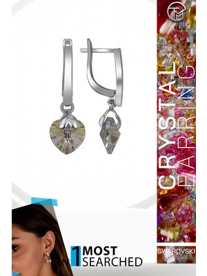 Swarovski Crystal Kadın Sallantılı Parlak Kalp Küpe