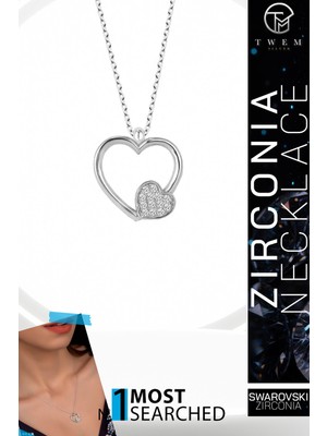 Swarovski Taşlı Gümüş Kalp Kolye