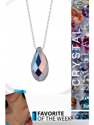 Swarovski Crystal Kadın Parlak Drop Gümüş Kolye