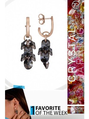 Swarovski Crystal Kadın Oval Salkım Rose Gümüş Küpe