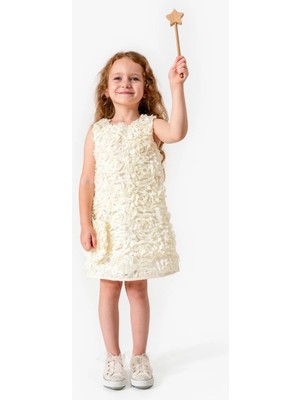 Trend Baby Kids Kız Çocuk Gül Yapraklı Lemon Abiye Elbise 2-9 Yaş