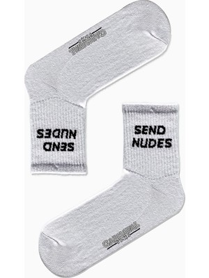 Carnaval Socks Send Nudes Yazılı Desenli Renkli Spor Çorap