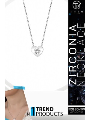 Swarovski Taşlı Gümüş Kalp Kolye