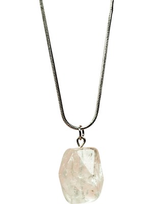 MiraLive Kuvars Doğal Taşı Zincirli El Yapımı Kolye Uç: 2 cm Zincir: 20 cm Kutulu