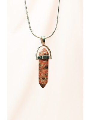 MiraLive Kantaşı Doğal Taşı Zincirli El Yapımı Tasarımlı Kolye Uç: 3,5 cm Zincir: 20 cm Kutulu