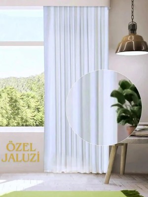 Özel Jaluzi Beyaz Saten Jaluzi Perde 420 x 180 cm Polyester Kumaş ile Düz Desenli Modern Tasarım
