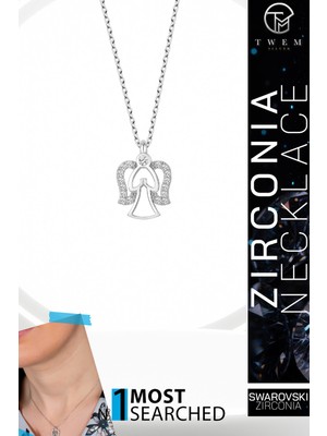 Swarovski Taşlı Gümüş Melek Bayan Kolye