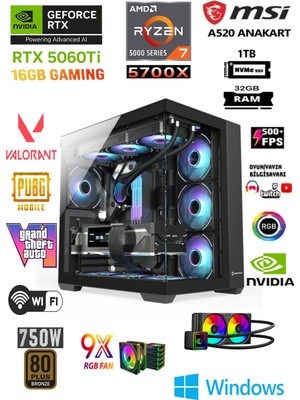 Apphirex TCX56 Ryzen 7 5700X 32GB 1tb M2 Nvme SSD RTX5060Tİ 16GB Sıvı Soğutmalı Masaüstü Oyuncu Bilgisayarı