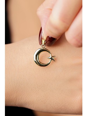 Fiyonk Kuyumculuk 14 Ayar Altın Ay Yıldız Kolye Ucu