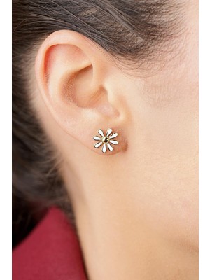 Fiyonk Kuyumculuk 14 Ayar Altın Papatya Küpe