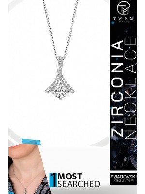 Swarovski Taşlı Gümüş Tektaş Kadın Kolye