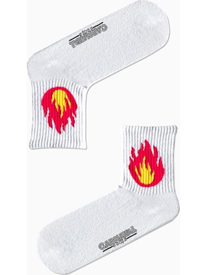 Carnaval Socks Alev Desenli Desenli Renkli Spor Çorap