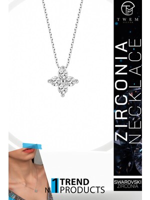 Swarovski Taşlı Gümüş Çiçek Kolye