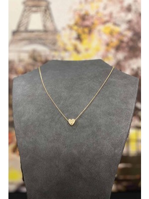 MiraLive Altın Kaplama Minimal Kalp Tasarım Ince Zincirli Kolye 40 cm