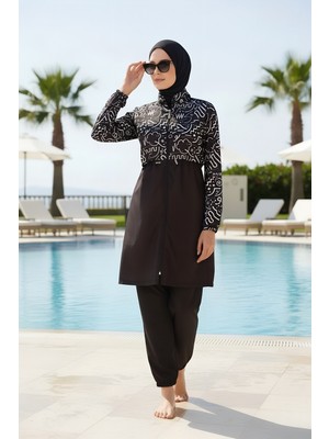 Seboteks Hızlı Kuruyan Paraşüt Kumaş Büyük Beden Tam Kapalı Tesettür Mayo 22110