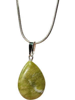 MiraLive Akuamarin Doğal Taşı Zincirli El Yapımı Kolye Uç: 3 cm Zincir: 20 cm Kutulu